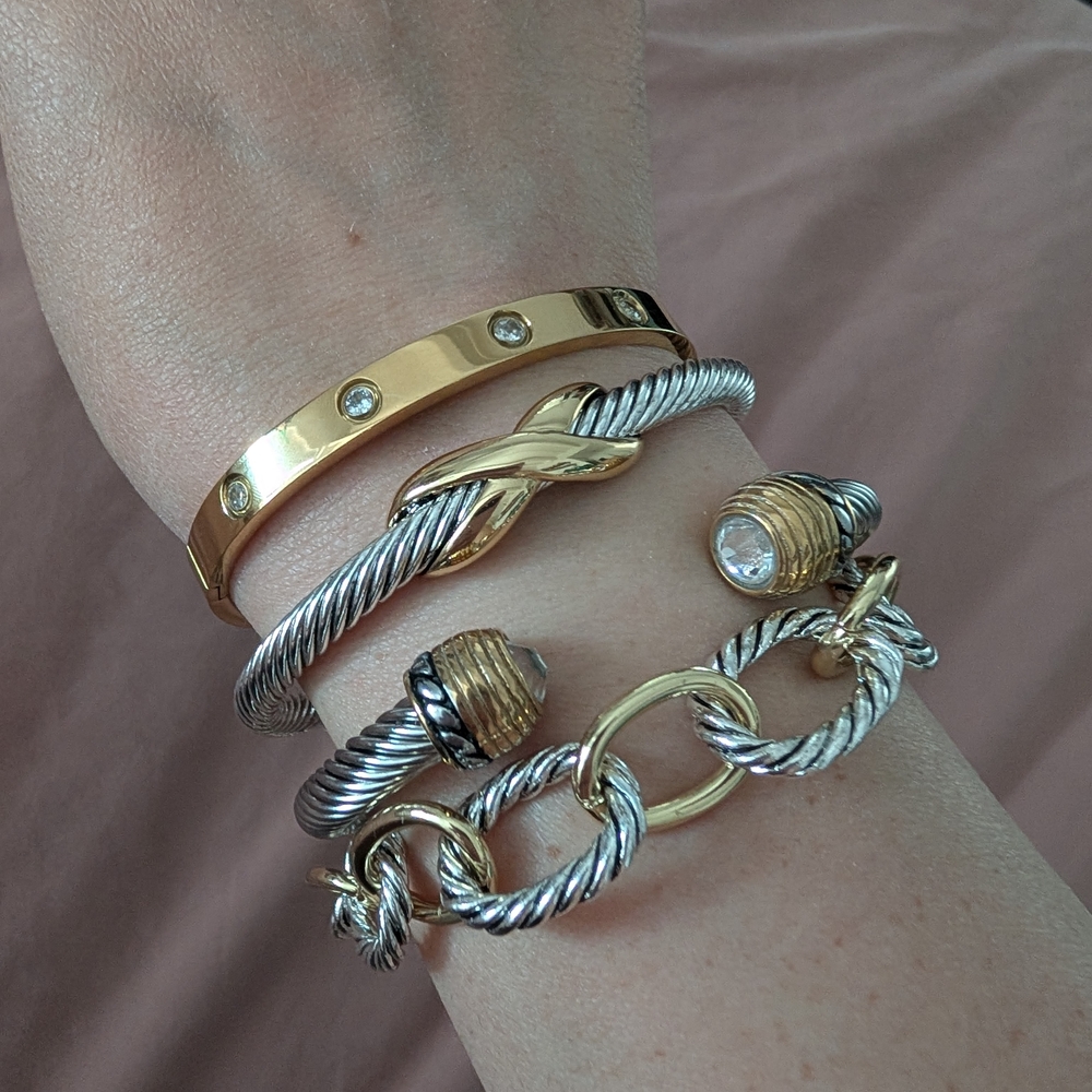Elegant Gold and Silver Bracelet Set